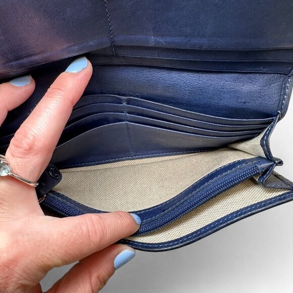 Jimmy Choo Navy Blue Long Leather Wallet with Silver Star Studs - Picture 8 of 16